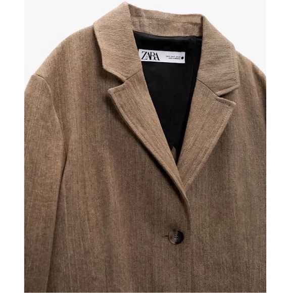NWOT Zara Rustic Brown Linen Cotton Fall/Winter Trench Coat - Size XS - Picture 3 of 16